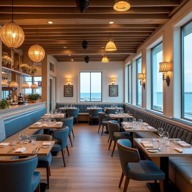 Interior view of Southern Seas Seafood & Grill with ocean décor